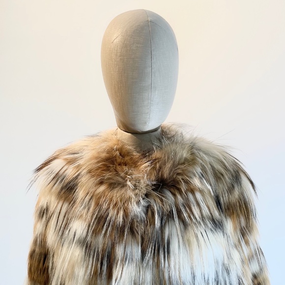 YVES SALOMON FOX FUR JERSEY COAT - Picture 3 of 5